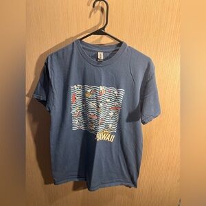 Men’s Gildan Navy Graphic Tee with Snoopy Surf Design Size Medium